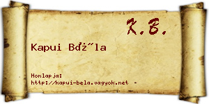 Kapui Béla névjegykártya